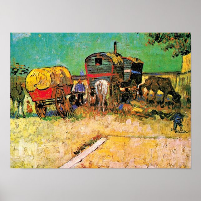 Poster Van Gogh - Campo cigano com Dray Cavalo (Frente)