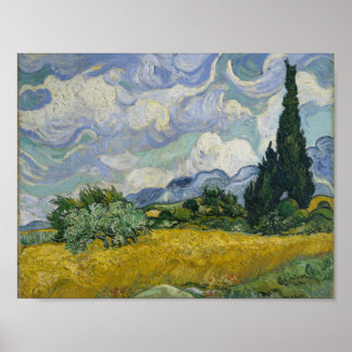 Poster Van Gogh. Campo de trigo com ciprestes.