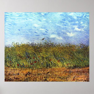 Poster Van Gogh: Campo de trigo com papoilas e cotovia