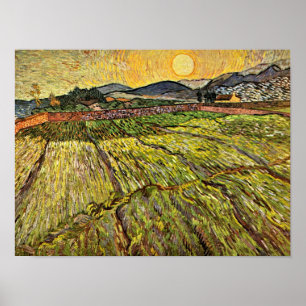 Póster Van Gogh - Campo fechado com Ascensão Sun