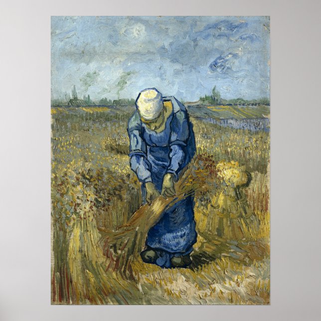 Poster Van Gogh - Camponesa Amarrando Feixes (Frente)