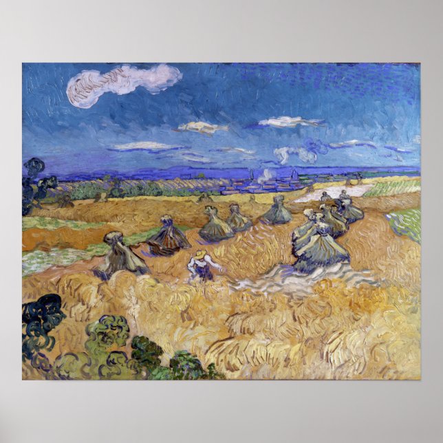 Poster Van Gogh - Campos De Trigo Com Auvers De Ceifar (Frente)