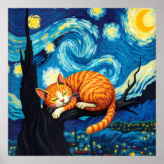 Poster van Gogh Cat Art