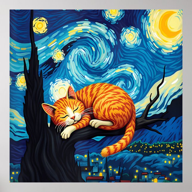 Poster van Gogh Cat Art (Frente)