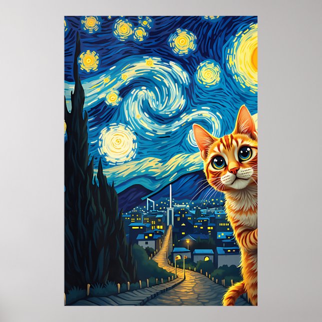 Poster van Gogh Cat Art (Frente)
