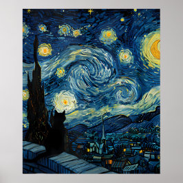 Poster van Gogh Cat Art