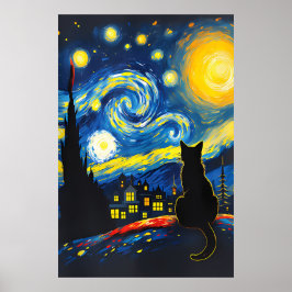 Poster van Gogh Cat Art