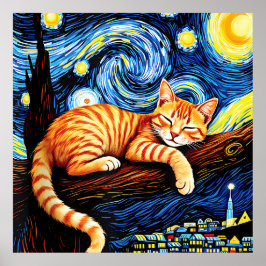 Poster van Gogh Cat Art