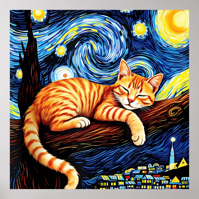 Poster van Gogh Cat Art (Frente)
