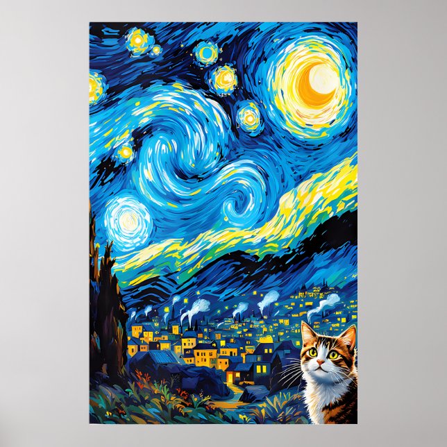 Poster van Gogh Cat Art (Frente)
