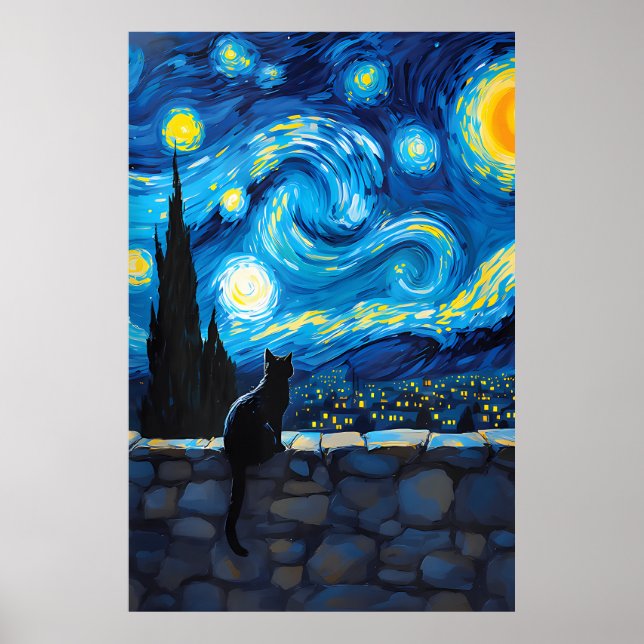 Poster van Gogh Cat Art (Frente)