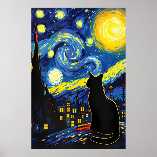 Poster van Gogh Cat Art (Frente)