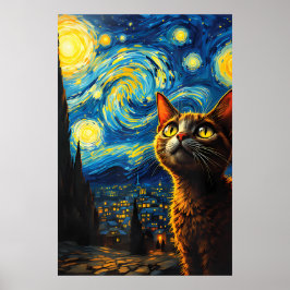 Poster van Gogh Cat Art