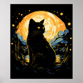 Poster van Gogh Cat Art