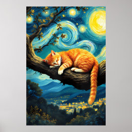 Poster van Gogh Cat Art