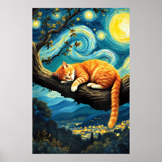 Poster van Gogh Cat Art (Frente)