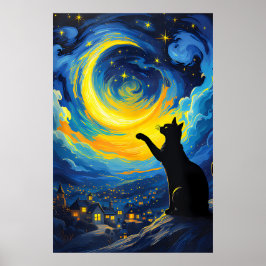 Poster van Gogh Cat Art