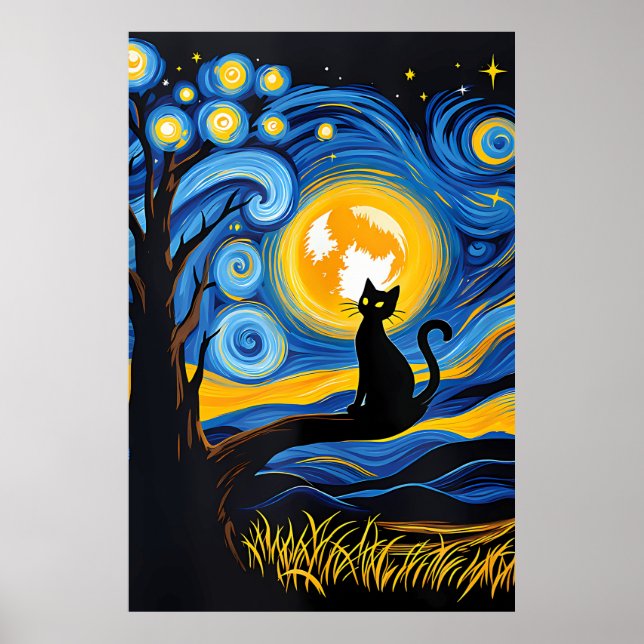 Poster van Gogh Cat Art (Frente)