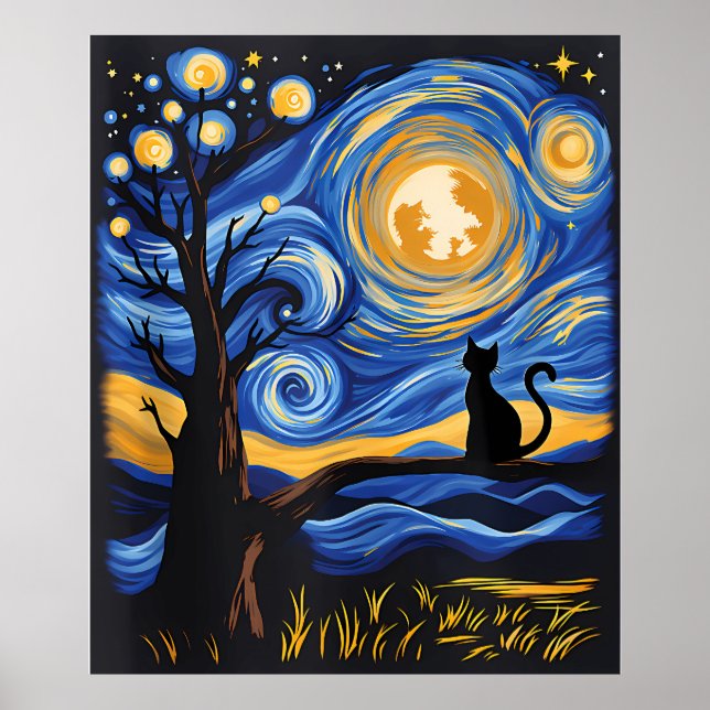 Poster van Gogh Cat Art (Frente)