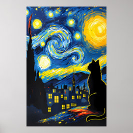 Poster van Gogh Cat Art