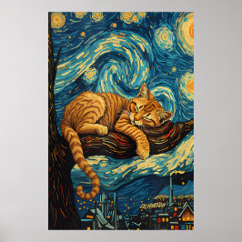 Poster van Gogh Cat Art