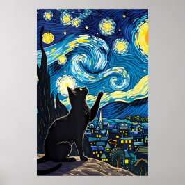 Poster van Gogh Cat Art