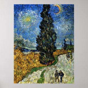 Poster Van Gogh - Ciprima contra um céu estrelado
