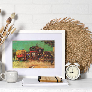 Póster Van Gogh; Encampamento de ciganos com caravanas