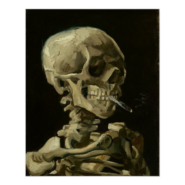 Póster Van Gogh, Esqueleto com um cigarro aceso (Frente)