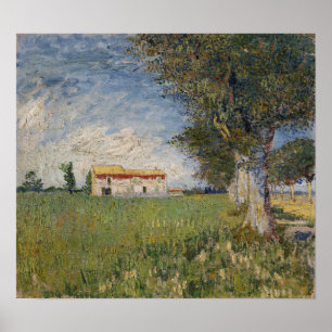 Poster Van Gogh - Fazenda Em Um Campo De Trigo