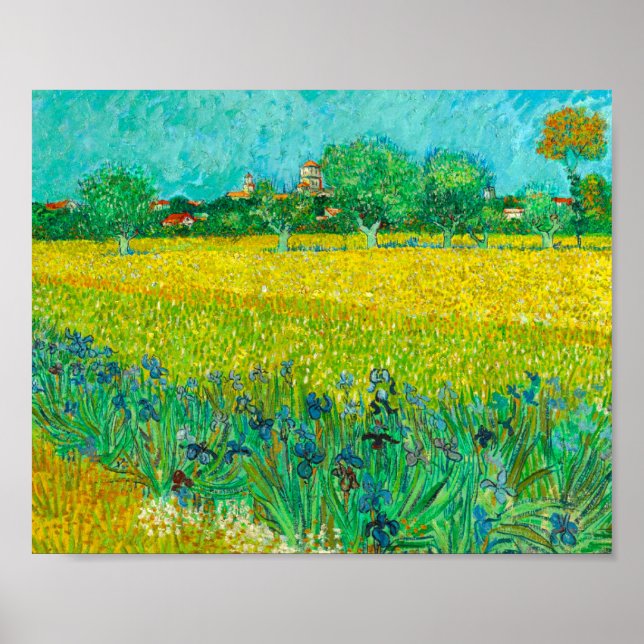 Poster Van Gogh Field com Irrises Perto de Arles (Frente)