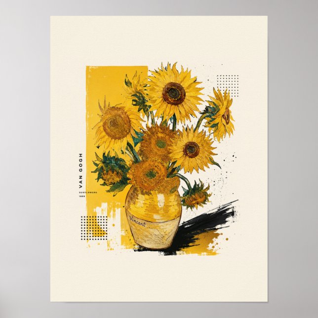 Poster Van Gogh Girassóis Moderno  (Frente)