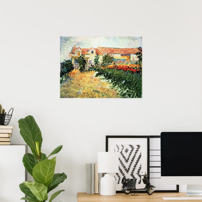 Poster Van Gogh - House with Sunflowers (Escritório em casa)