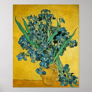 Poster Van Gogh Irises Vase Yellow Floral Painting