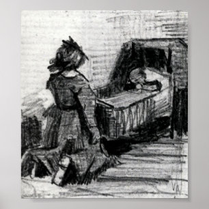 Poster Van Gogh - menina que ajoelha-se na frente de um