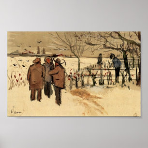 Poster Van Gogh - Mineiros no inverno da neve