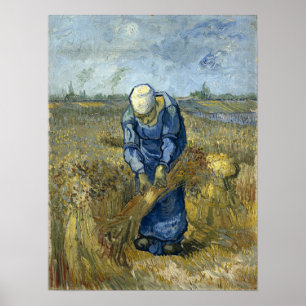 Poster Van Gogh - Mulher Camponesa Vinculando Folhas