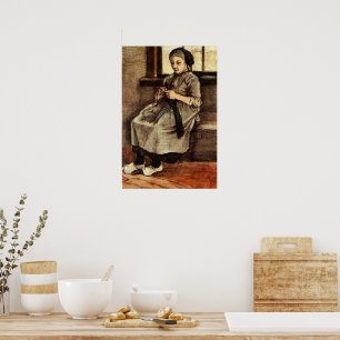 Poster Van Gogh - Mulher Remendando Meias,