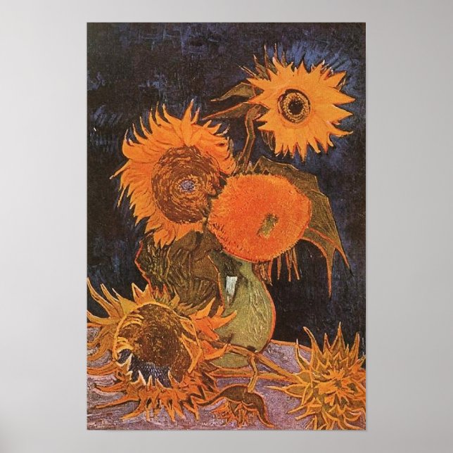 Poster Van Gogh - Natureza Morta com 5 Girassóis (Frente)