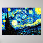 Póster Van Gogh: Noite Estrelada<br><div class="desc">Pintura de Vincent van Gogh,  Noite Estrelada,  poster.</div>