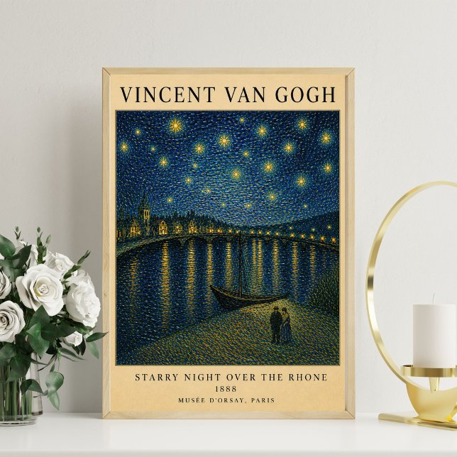 Poster Van Gogh Noite Estrelada no Ródano | Museu Noturno (Criador carregado)