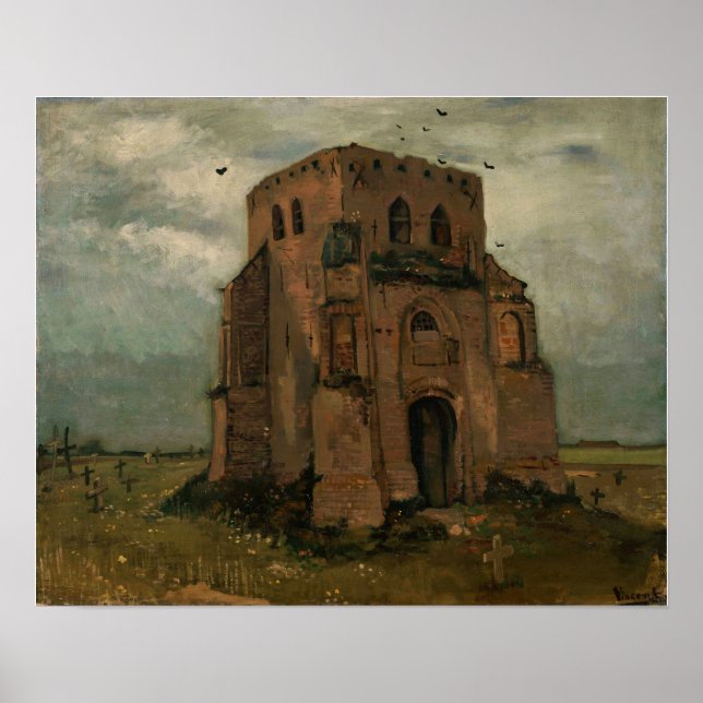 Poster Van Gogh - O Cemitério dos Camponeses', Igreja Vel (Frente)