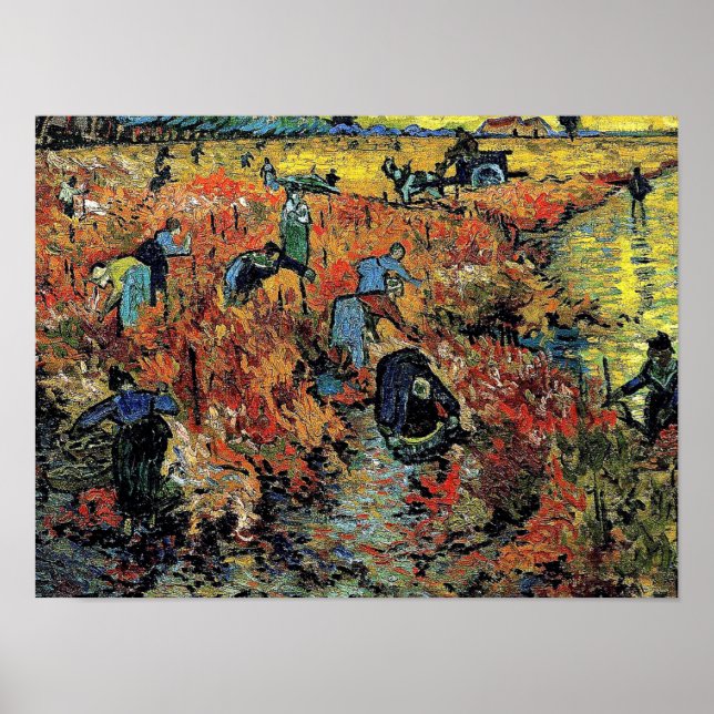 Póster Van Gogh - O Vineyard Vermelho (Frente)