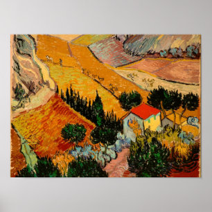 Poster Van Gogh - Paisagem com Casas e Plowman