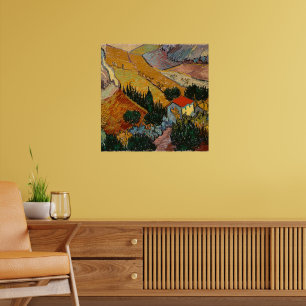 Poster Van Gogh - Paisagem com House e Plowman,