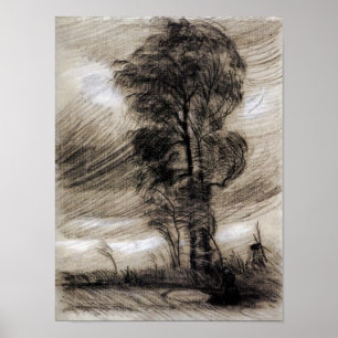 Poster Van Gogh - paisagem no clima de tempestade