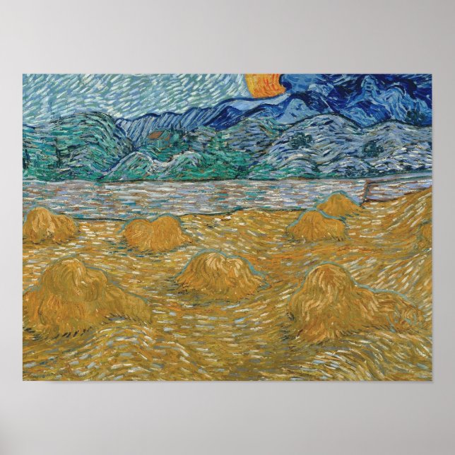 Poster Van Gogh - Paisagem noturna com Lua Ascensão (Frente)