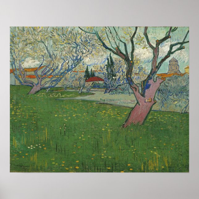 Poster Van Gogh - Pomares em Flor Vista de Arles (Frente)