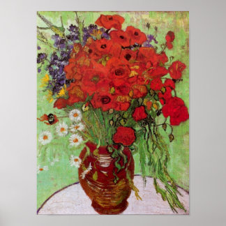 Poster Van Gogh - Poppies vermelhos e margaridas ainda vi
