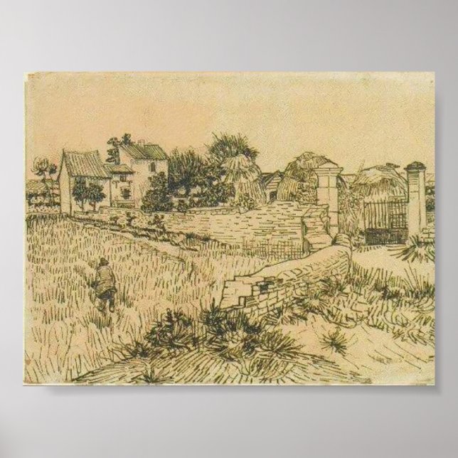Poster Van Gogh - Porta de Entrada para uma Fazenda com H (Frente)